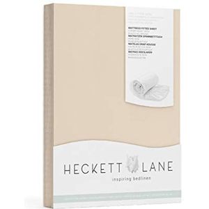 Heckett Lane Uni Satin Fitted Sheet, 100% Cotton Satin, Cuban Sand, 90 x 200 Cm, 1.0 Pieces