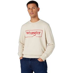 Wrangler Heren Frame Logo Crew Sweater, Peyote Beige, 3X-Large, Peyote Beige, 3XL