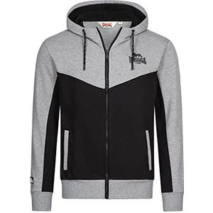 Lonsdale Heren sweatjack met capuchon met ritssluiting normale pasvorm FRANKFIELD, Marl Grey/Black, M