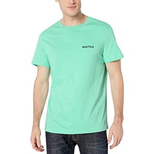 Nautica Heren T-shirt met korte mouwen en ronde hals, Mint Lente Solid, S