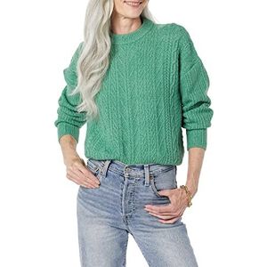 Amazon Essentials Dames Soft-Touch Moderne Kabel Crewneck Sweater (Verkrijgbaar in Grote Maat), Salie Groen, XS