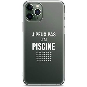 Zokko Beschermhoesje voor iPhone 11 Pro Jpeux Pas J'Ai Pool voor zwembad, zacht, transparant, witte inkt.