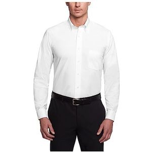 Van Heusen Men's Long-Sleeve Oxford Dress Shirt, White, 18.5"" Neck 34""-35"" Sleeve