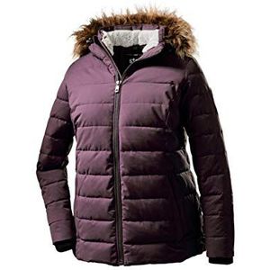 STOY WMN gewatteerde JCKT E jas voor dames, donslook, met afritsbare capuchon, aubergine, 50