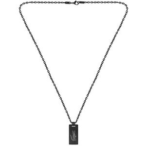 Lacoste Heren BASELINE Collectie Hanger Ketting verkrijgbaar in zilver of zwart, Eén maat, Roestvrij staal, Geen edelsteen