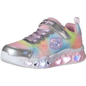 Skechers Meisjes Glow-brites Sneakers, Zilverkleurig synthetisch net, 27 EU