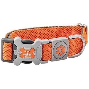 HUGO & HUDSON Hondenhalsband met Quick Release Safety Plastic Bone Buckle - Zachte lichtgewicht mesh kraag voor kleine, middelgrote en XL honden, oranje - L