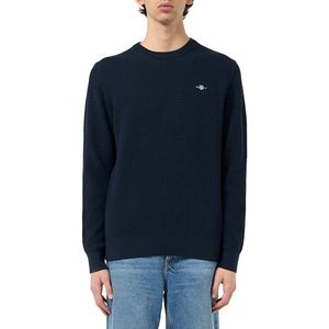 GANT Getextureerd katoen C-hals, evening blue, XXL