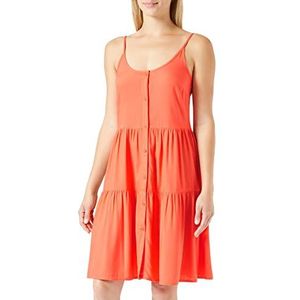 ONLY Onlyana Life Fr Strap Button Dress Ptm zomerjurk voor dames, hot coral, M