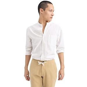 DeFacto Herenshirt met lange mouwen en lange mouwen, stone, XS