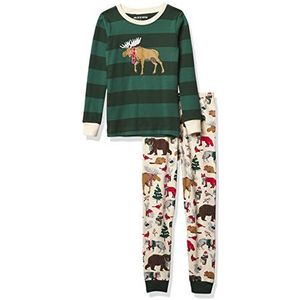 Hatley Uniseks pyjama met lange mouwen voor kinderen, pyjama met applicatie, Bos Winter, 3 Jaren