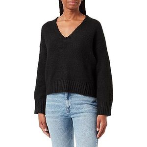 Bestseller A/S Pcnancy Ls Reversible Vneck Knit Noos Bc Trui voor dames, zwart, XS