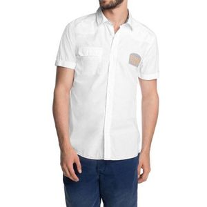edc by ESPRIT Slim Fit vrijetijdsoverhemd met korte mouwen, wit (white 100), XS