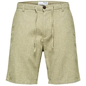 ONLY Slhregular-brody linnen shorts voor heren, Olive Branch/Detail: gemengd W. Oatmeal, XL