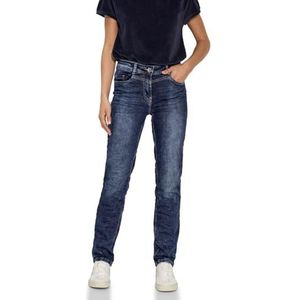 CECIL - Slim Fit - Jeans - Blauw - Hoge Taille, Rechte Pijpen, 4 Zakken, Materiaalmix met Stretchaandeel