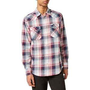 Wrangler western shirt hemd voor heren, roodblauw., M