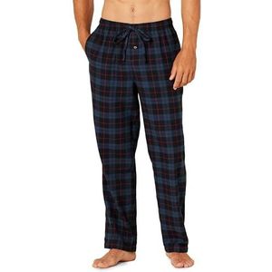 Amazon Essentials Men's Flanellen pyjamabroek (verkrijgbaar in grote en lange maten), Zwart Blauw Plaid, L