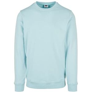 Urban Classics Heren sweatshirt Basic Terry Crew Sweater, effen trui voor mannen in vele kleuren, maten S - 5XL, seablue, XXL
