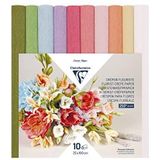 Clairefontaine 995000C crêpepapier, bloemenmotief, 25 x 100 cm, 160 g, voor de productie van bloemen, 10 pastelkleuren, Pastelkleuren