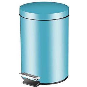 Pedaalbak, 3L ronde roestvrijstalen badkamerbak keukenbak met metalen deksel, vuilnisbak vuilnisbak afvalbak met afneembare binnenemmer voor keuken, thuis, kantoor (blauw)