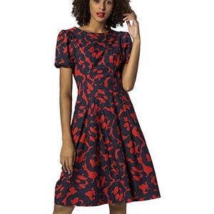 Apart zomerjurk voor dames met aparte ceintuur, rood-nachtblauw, 40