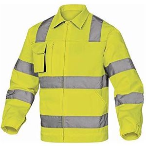 Delta Plus M2VHVJG3X Mach2 zeer zichtbare werkjas van katoen/polyester, neongeel, Large, Neongeel-grijs, 10