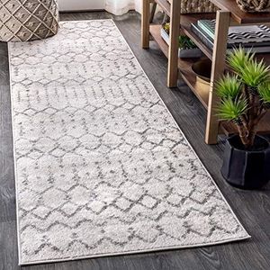 JONATHAN Y Marokkaanse Hype Boho Vintage Diamond Area Rugs, polypropyleen (PP), 60 x 240 cm, crème/grijs