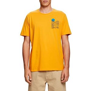 edc by Esprit Jersey T-shirt met print op de borst, 100% katoen, Bright Orange, M