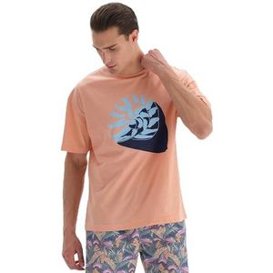 Dagi Heren Linen T-shirt, Salmon, L, roze (salmon), L