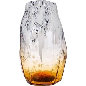 GILDE GLAS art Decoratieve vaas bloemenvaas - glazen vaas van gekleurd glas - decoratie woonkamer cadeau voor vrouwen hoogte 29 cm bruin wit