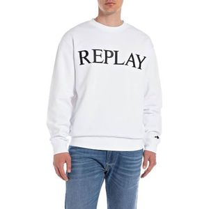 Replay Heren sweatshirt sweater Regular fit Pure Logo Collectie, 001, wit, M