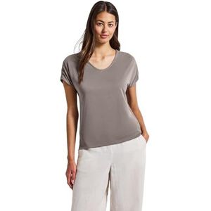 Street One - Dames Silk-Look Shirt - Bruin