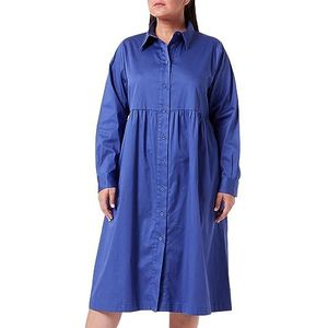Seidensticker Dames regular fit blousejurk lange mouwen jurk, blauw, 46 NL