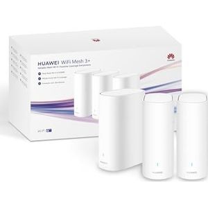 HUAWEI WiFi Mesh 3+-router, dual band Wifi 6 AX3000, wifi over het hele huis, meer dan 250 apparaatverbindingen, naadloze roaming, muurpenetratie, ouderlijk toezicht, stijlvol ontwerp, wit, 3-pack