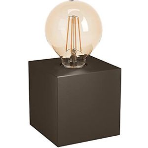 EGLO Tafellamp Prestwick 2, 1-lichts nachtlampje in industrieel design, nachtlamp van metaal in donker brons, tafel lamp voor woonkamer met schakelaar, E27 fitting