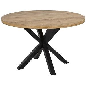 AC Design Furniture Heather Ronde eettafel in wild eiken fineer, zwart metalen kruisframe, Ø: 120 x H: 76,4 cm