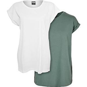 Urban Classics T-shirt voor dames, white+paleleaf, M