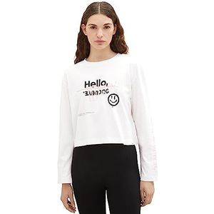 TOM TAILOR Denim Damesshirt met lange mouwen met, 10348-Gardenia White, XL