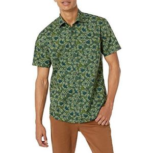 Amazon Essentials Men's Shirt met korte mouwen, print en normale pasvorm, Olijfgroen Bloemen, XXL