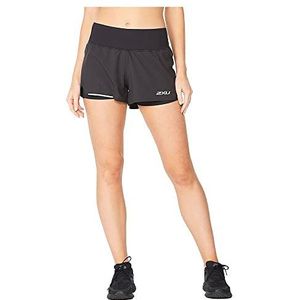 2XU Womens Aero 2-in-1 3"" Sailing Boating Watersport Shorts - Zwart Zilver Reflective - Eenvoudig rek