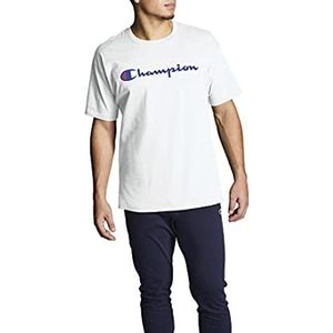 Champion T-shirt voor heren, katoen, middelzwaar, ronde hals, (regular groot), wit 2, L