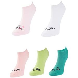 Trendyol Vrouwen Graphic 5 pack gebreide sokken, zeer kleurrijk, Tek Ebat, Zeer kleurrijk, Eén Maat