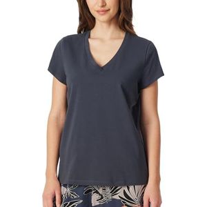Schiesser Dames slaapshirt korte mouwen katoenmix Relax pyjama top, grafiet 182639, 38
