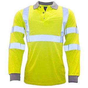 Portwest FR77 Vlamvertragend Antistatisch Hi-Vis Poloshirt met Lange Mouw, Geel, Normaal, Grootte L