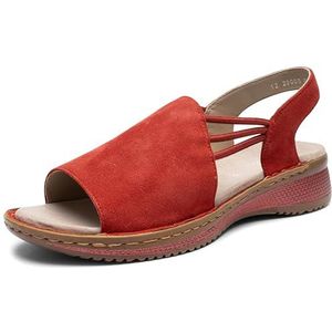 Sandalen - Donkerrood - Sleehak - Stretch-Banden - G-Breedte