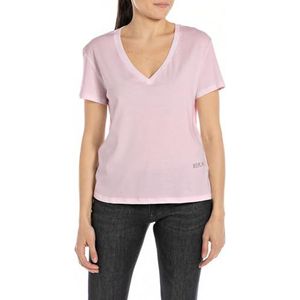 Replay Dames Oversize T-shirt met korte mouwen Pure Logo Collectie, 066 Bubble Pink, M