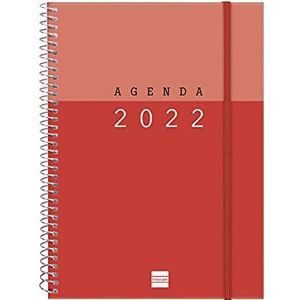 Finocam - Kalender 2022 weekoverzicht landschap januari 2022 tot december 2022 (12 maanden) E10-155 x 212 mm spiraalbinding My Antibac rood Spaans
