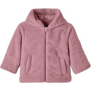 NAME IT Nkfmila Faux Fur Jacket W Hood Pb korte jas voor meisjes, roze, 146 cm