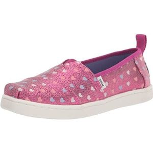 TOMS Glitter Alpargata Loafer Flat voor meisjes, Roze Fuchsia, 2 UK