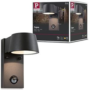Paulmann 94453 LED buitenverlichting wandlamp voor buiten Capea met bewegingsmelder IP44 incl. 1x6 watt zwart buitenlamp aluminium 3000 K,Grijs